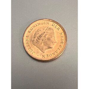 Vintage 1969 Netherlands 1 Cent Coin Bronze Queen Juliana